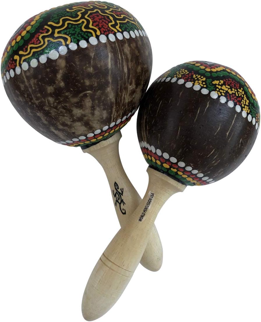 Par grande de coctelera de coco Maracas (2) \u2013 Sonajero de inst...