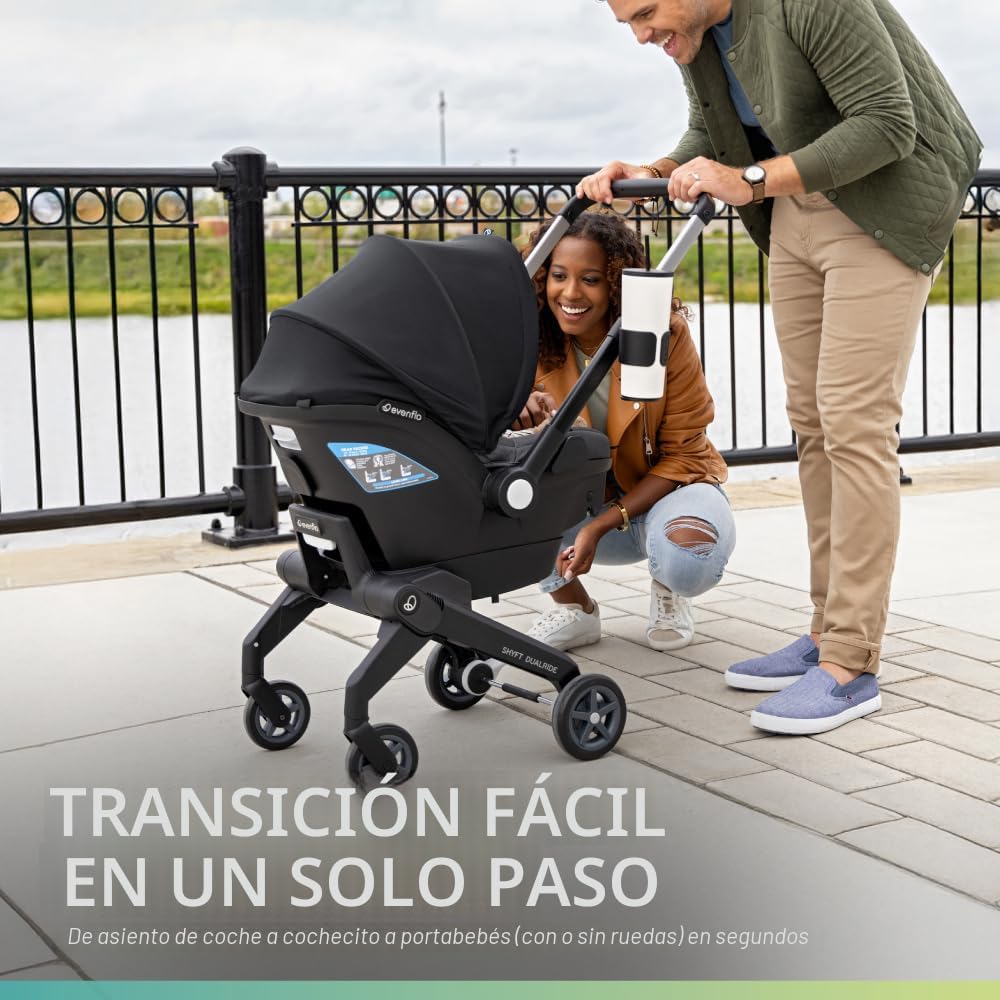 Evenflo Shyft DualRide - Cochecito de asiento de coche prematuro e...