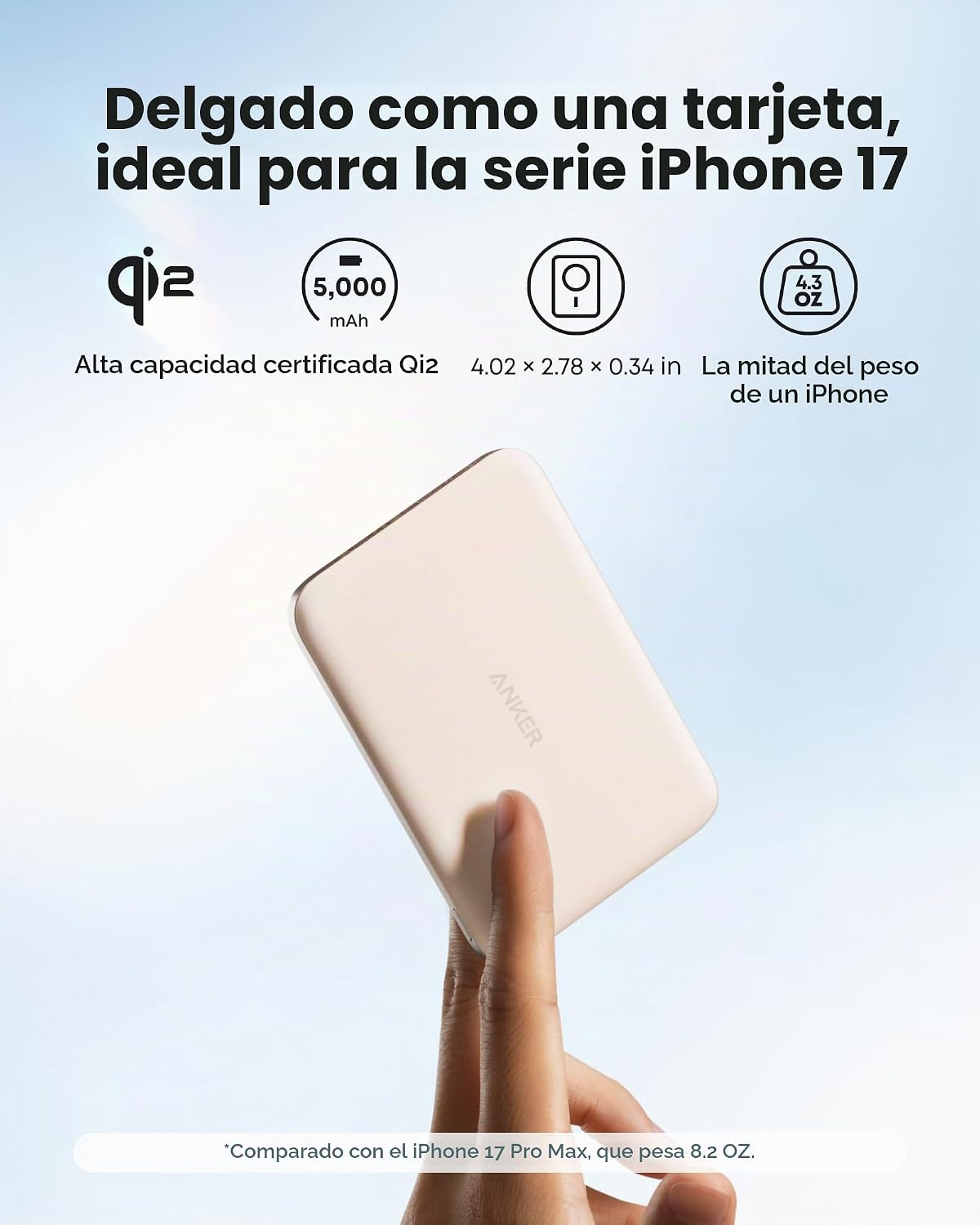 Anker Nano Power Bank, Batería de Carga Magnética Inalámbrica de 5,...