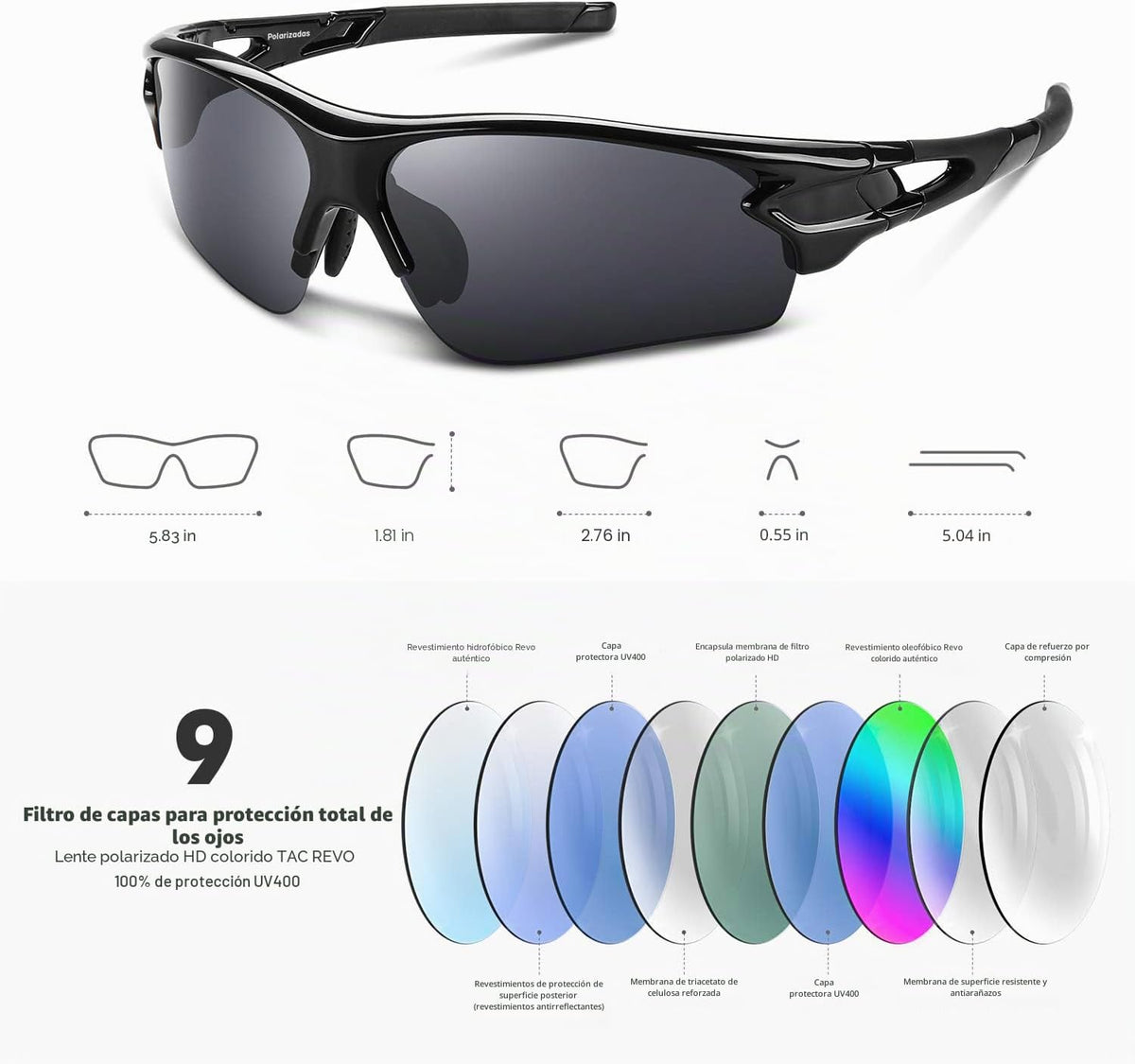 BEACOOL Gafas de sol deportivas polarizadas para hombres, mujeres y...