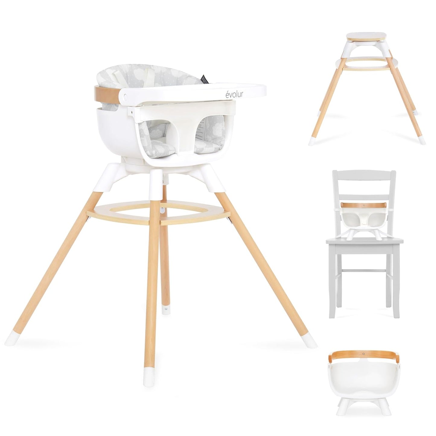 Evolur Ann - Silla alta 4 en 1 para bebé y niño, asiento giratorio...