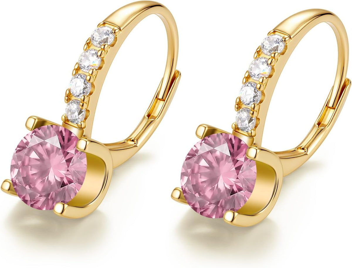 FANCIME Pendientes colgantes de plata de ley chapada en oro de 14 q...