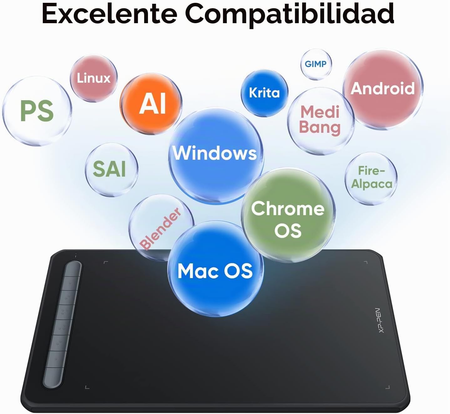 XPPen - Tableta gráfica de dibujo Deco MW Bluetooth inalámbrica par...