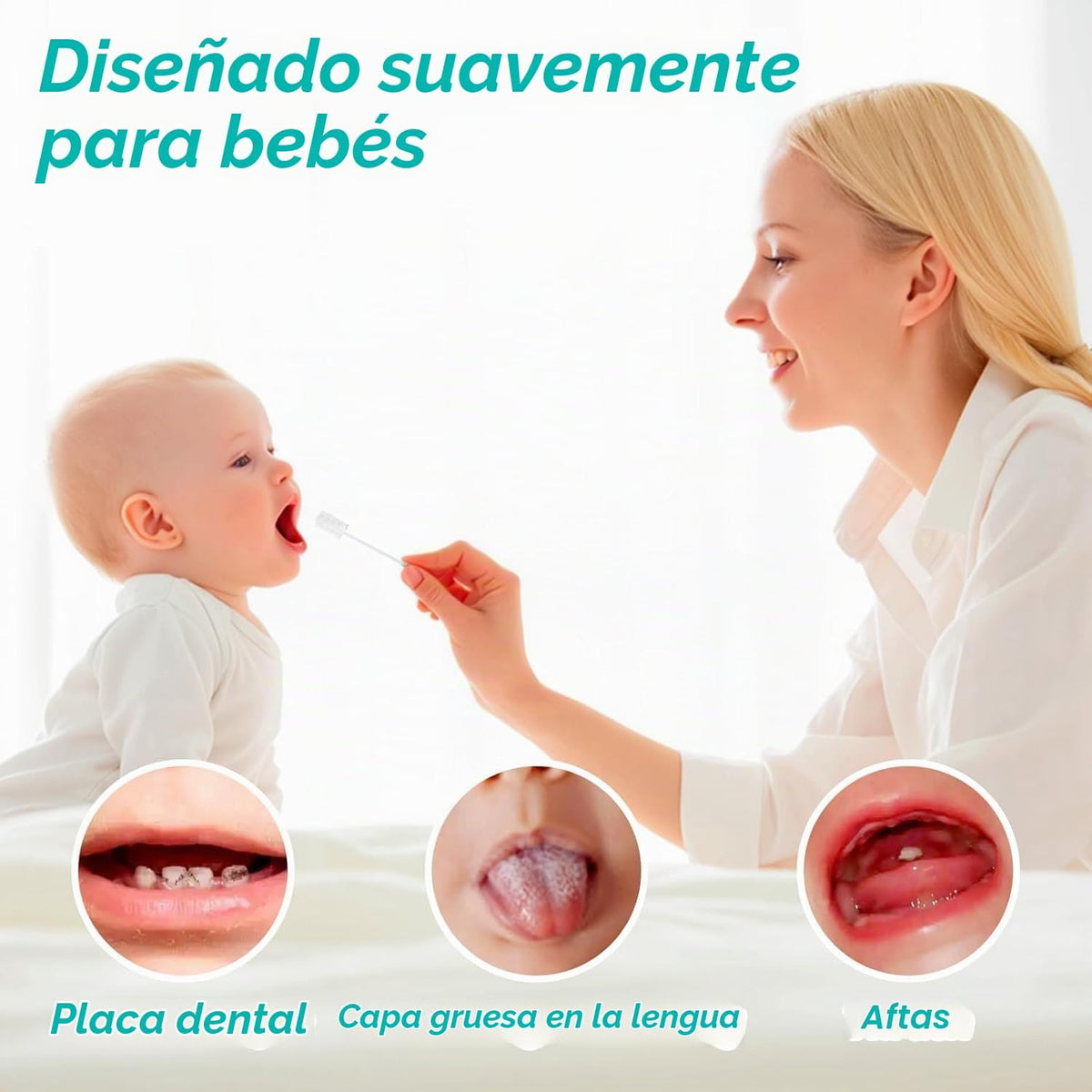 Foily Paquete de 60 gasas limpiadoras de lengua para bebés con cepi...
