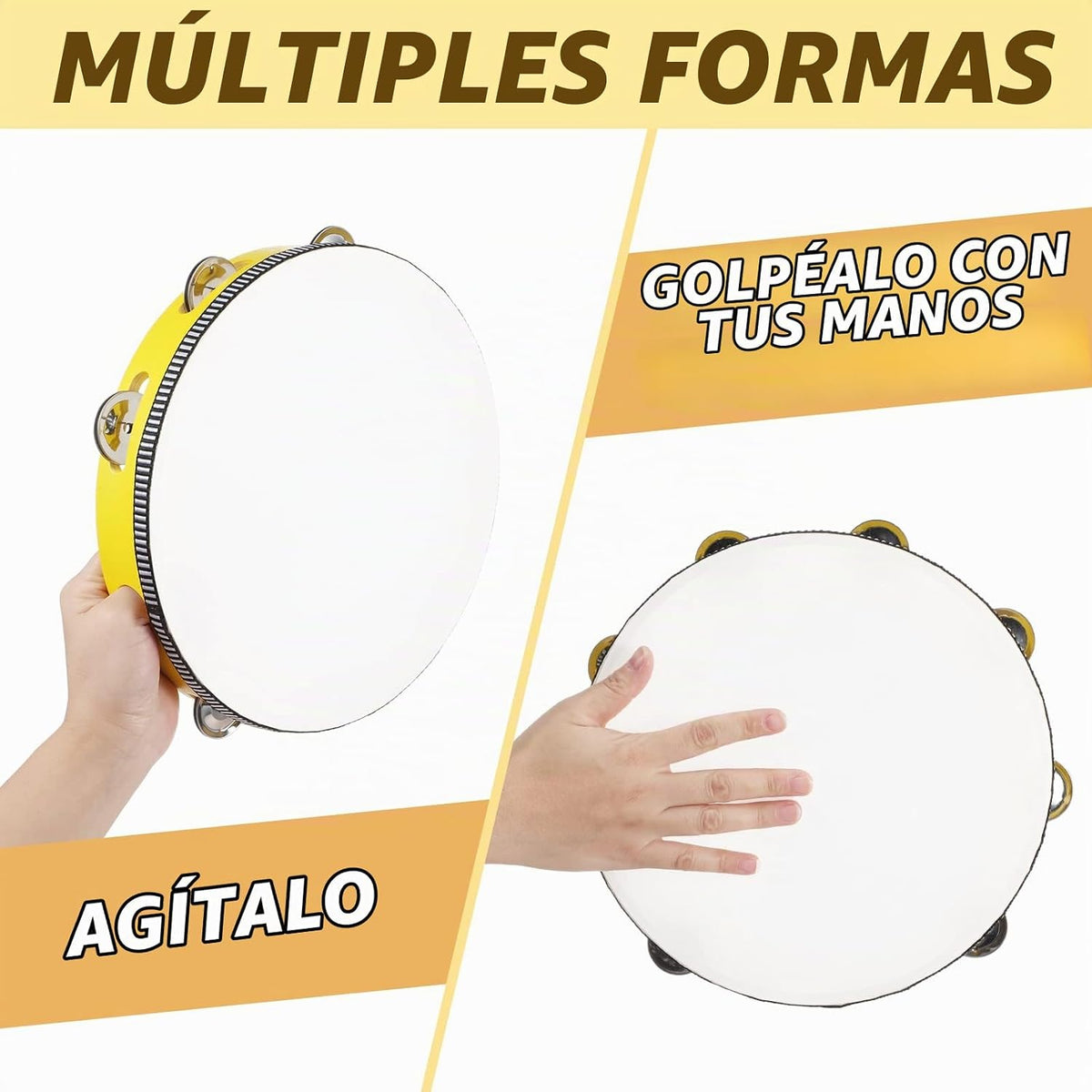 4 panderetas para adultos de 10 pulgadas, campanas de tambor de man...