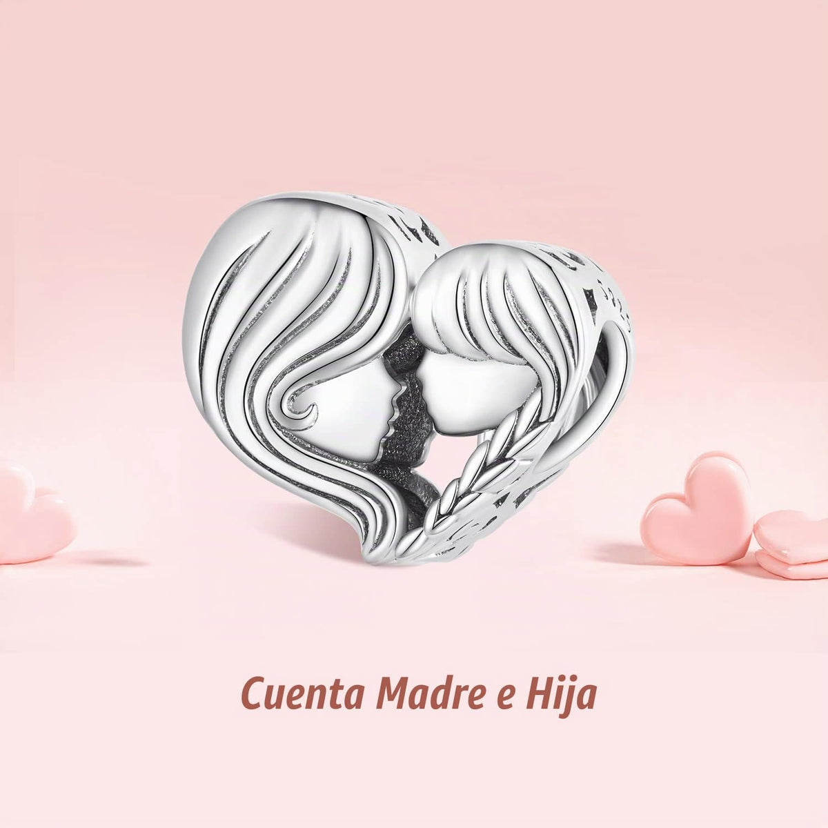 MUNDELL Abalorio con forma de corazón de mamá chapado en oro blanco...