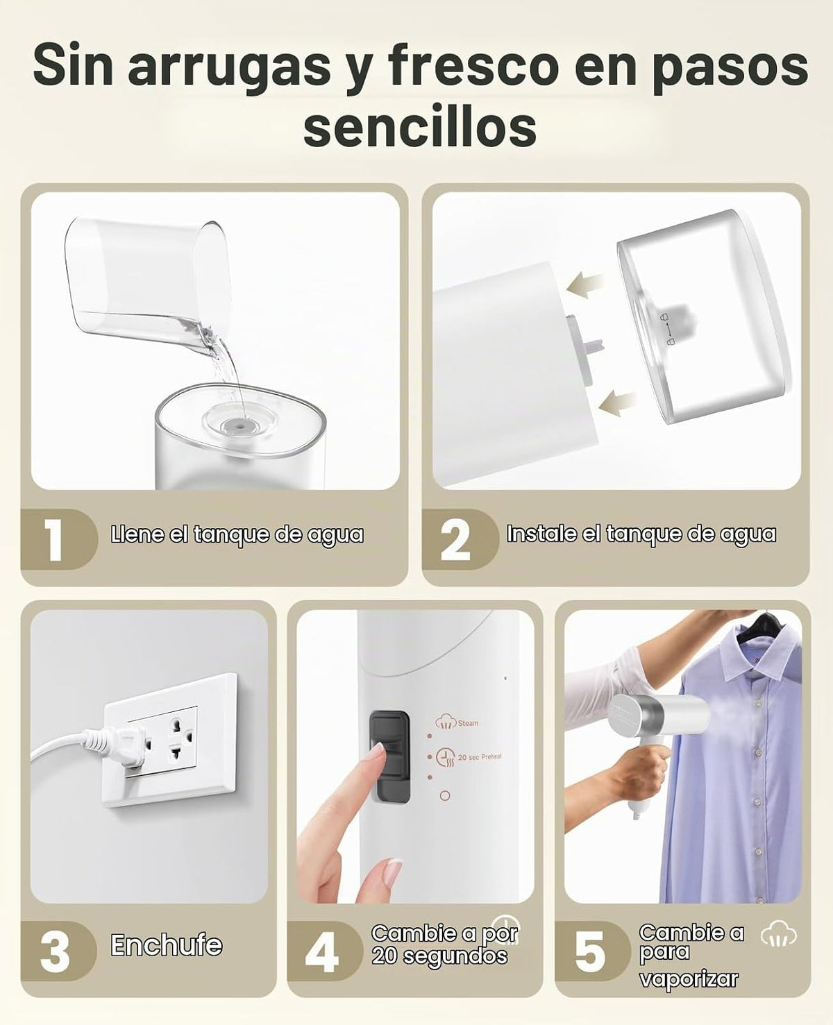 Vaporizador de mano para ropa, vaporizador de viaje plegable de 120...