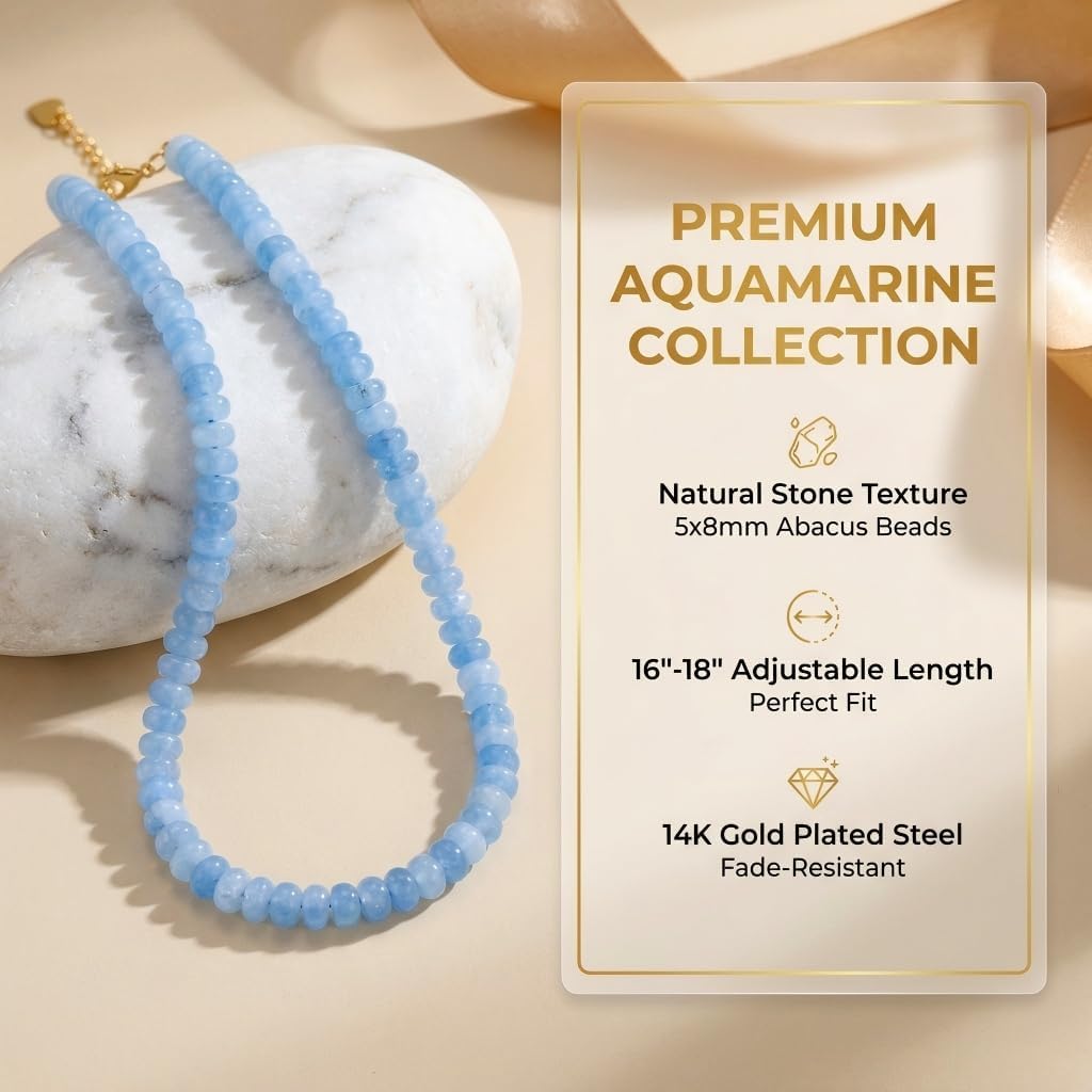 ALFISO Collares con Cuentas de Piedra Natural para Mujer, Gargantil...