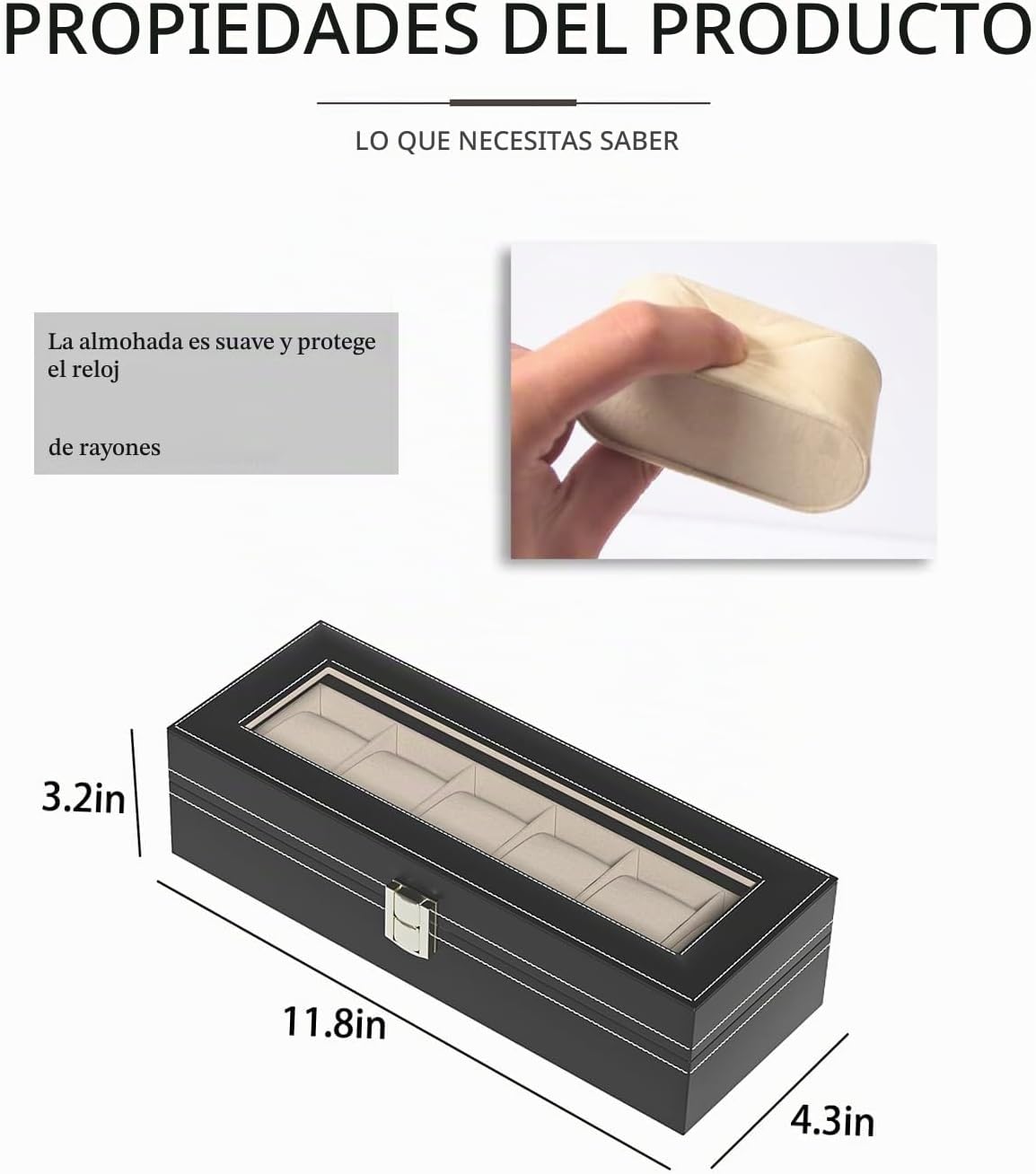 Ausalivan Vitrina de relojes para hombres, caja organizadora de rel...