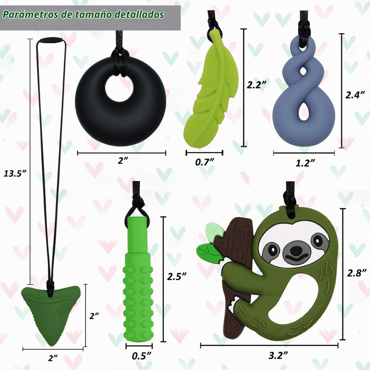 Collar sensorial masticable para niños y niñas, paquete de 6 juguet...