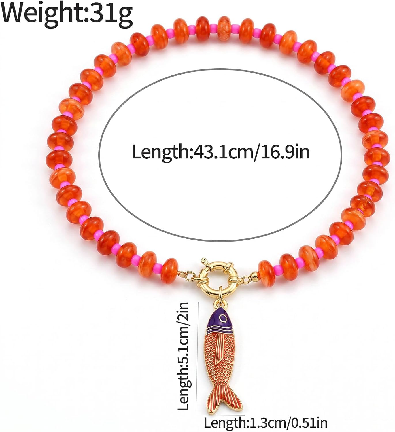 GLRITY Collares bohemios de peces con cuentas para mujer, collar de...