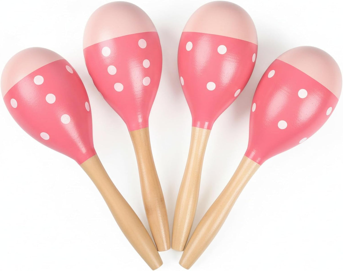 4 piezas Maracas, instrumento de maraca de madera de 9 pulgadas (ro...