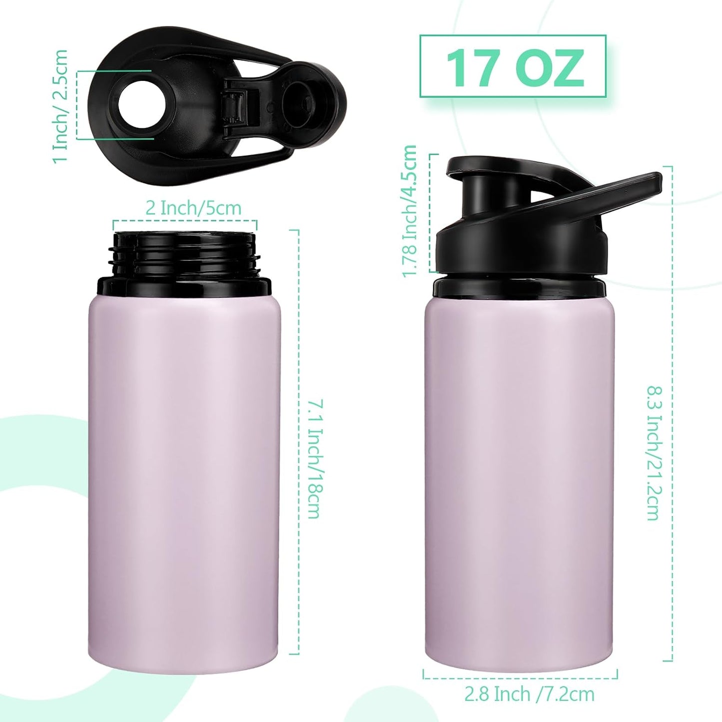 Domensi Botella de agua de aluminio a granel, 17 onzas, colores Mor...