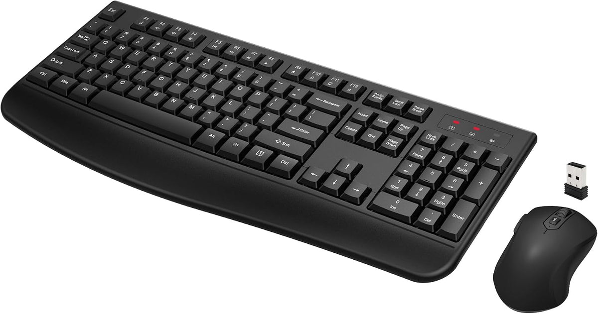 Combo de teclado y ratón inalámbricos, teclado inalámbrico de tamañ...