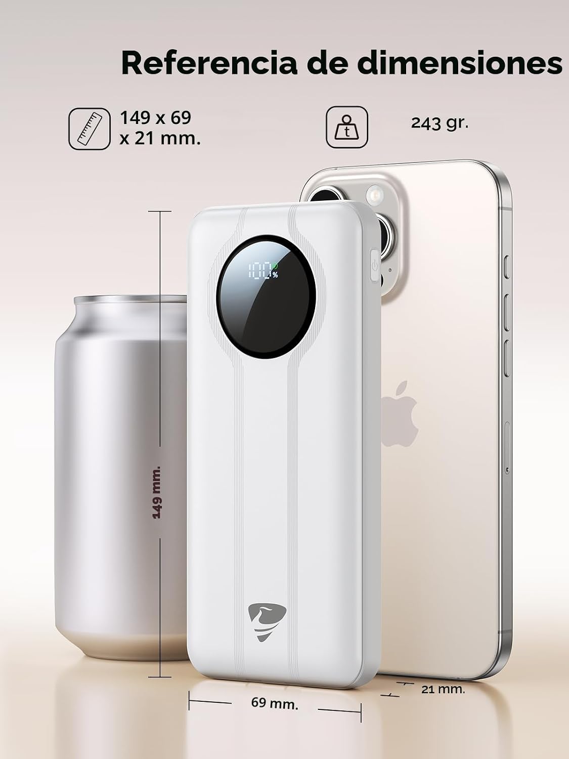 Aioneus Banco de energía, cargador portátil de 10000 mAh con cables...