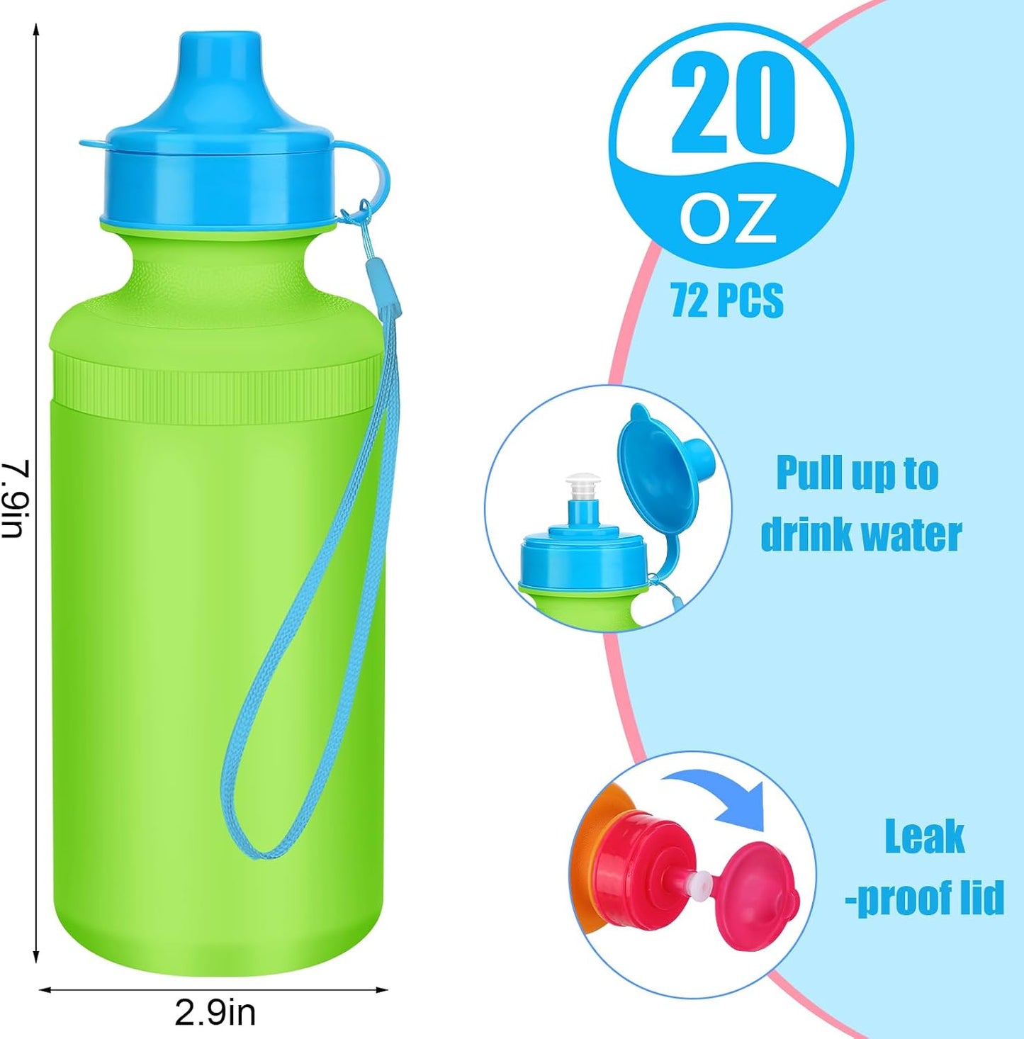 Ziliny 72 botellas de agua deportivas a granel de 20 onzas, botella...