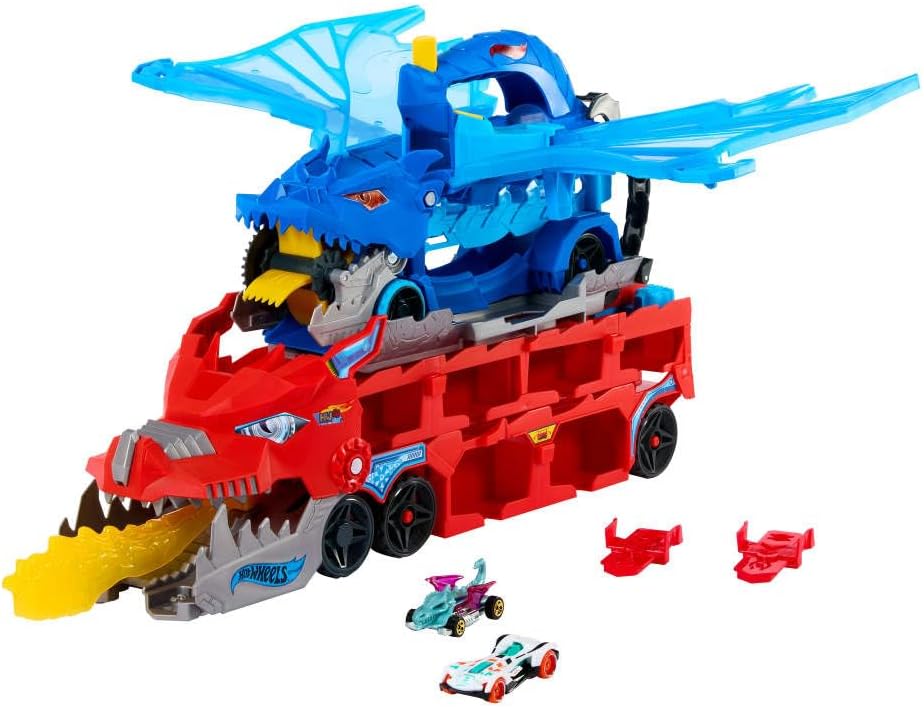 Hot Wheels City Toy Car Track Set, Ultimate Dual Dragon Transporter...