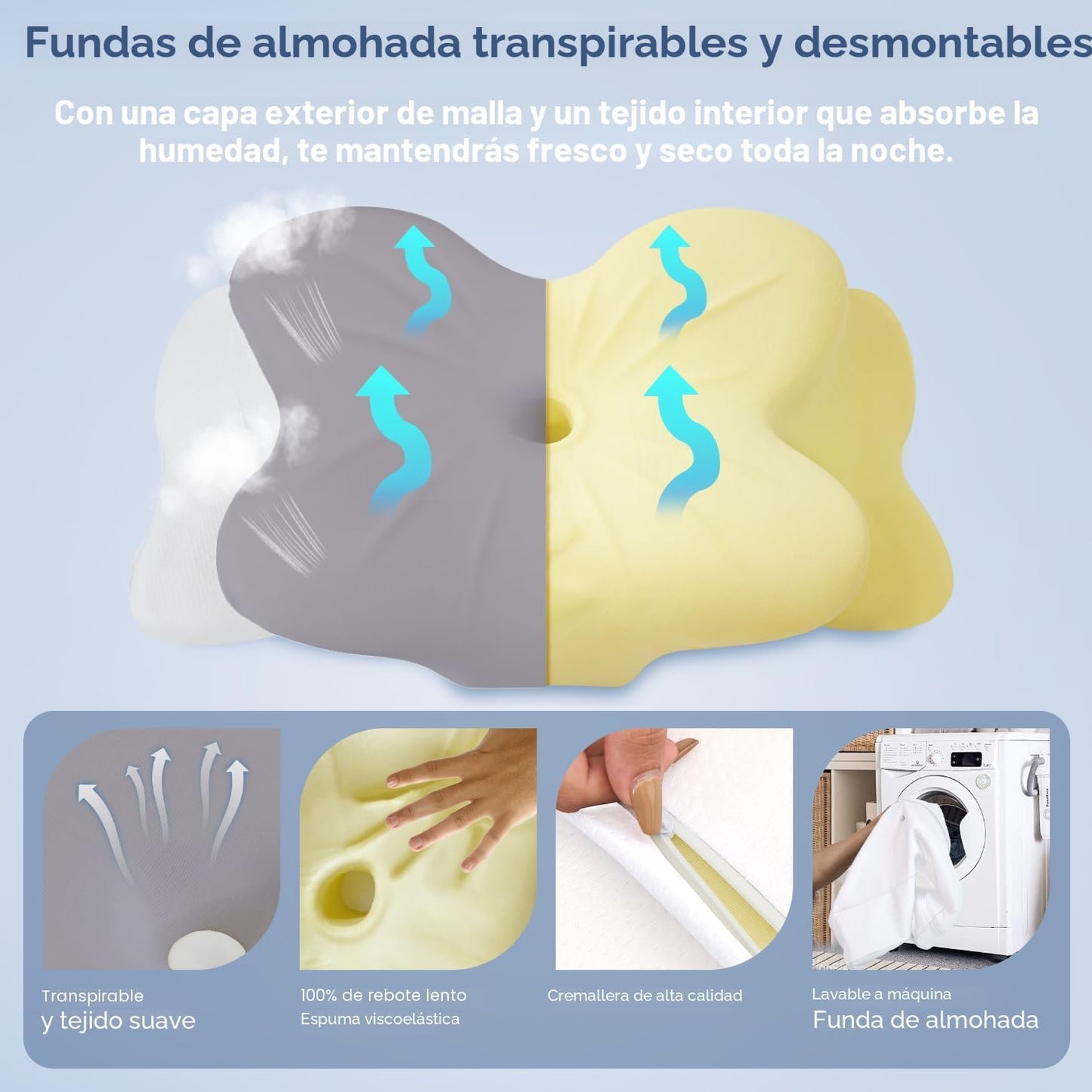 CosBed Almohada cervical para el cuello, almohada de espuma viscoel...