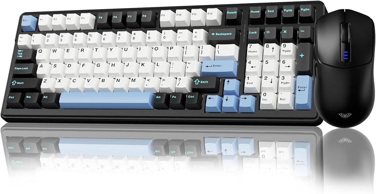 AULA Combo de teclado y mouse inalámbricos, teclados mecánicos F99...