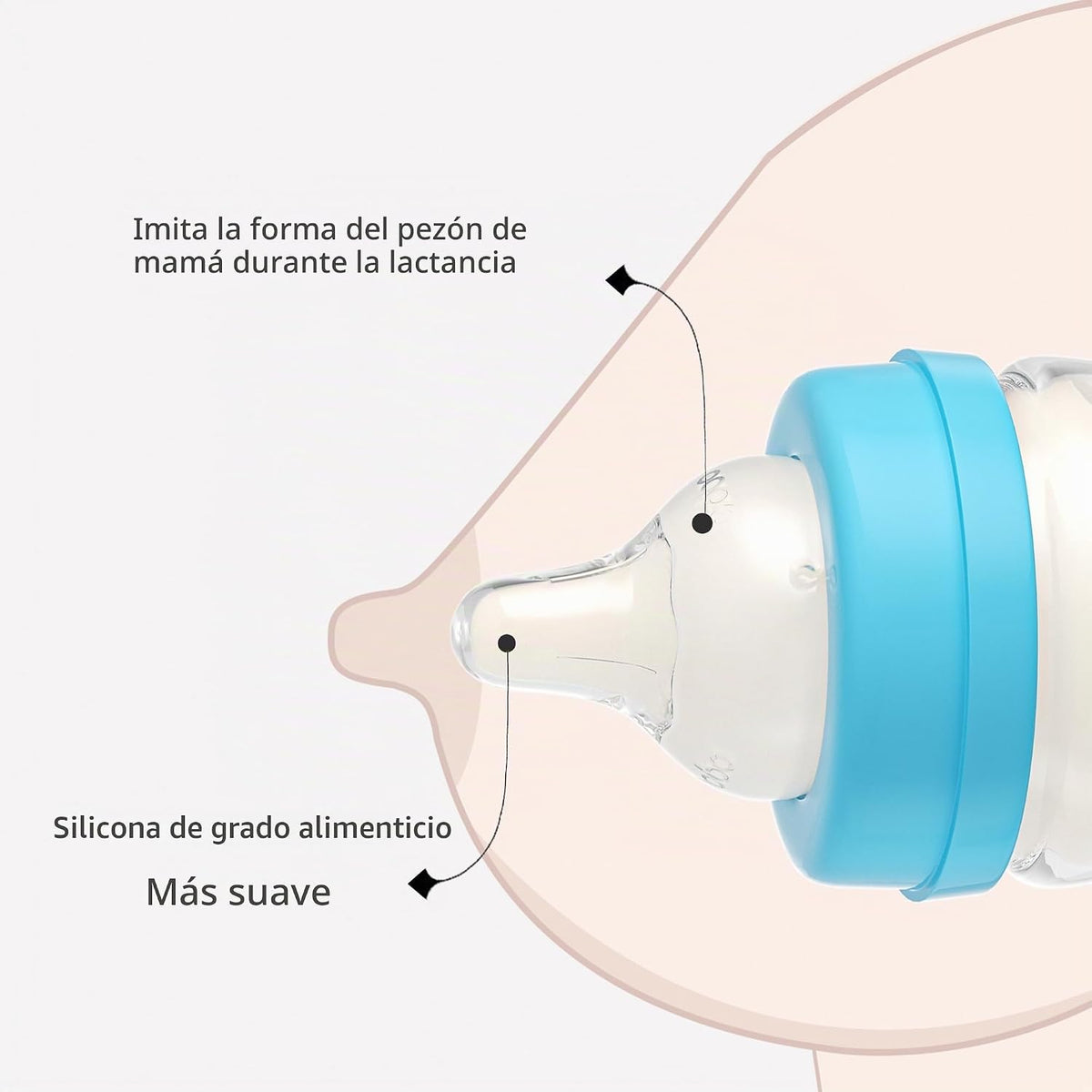 YOHKOH Biberones de vidrio para bebé con tetina de flujo lento, bib...