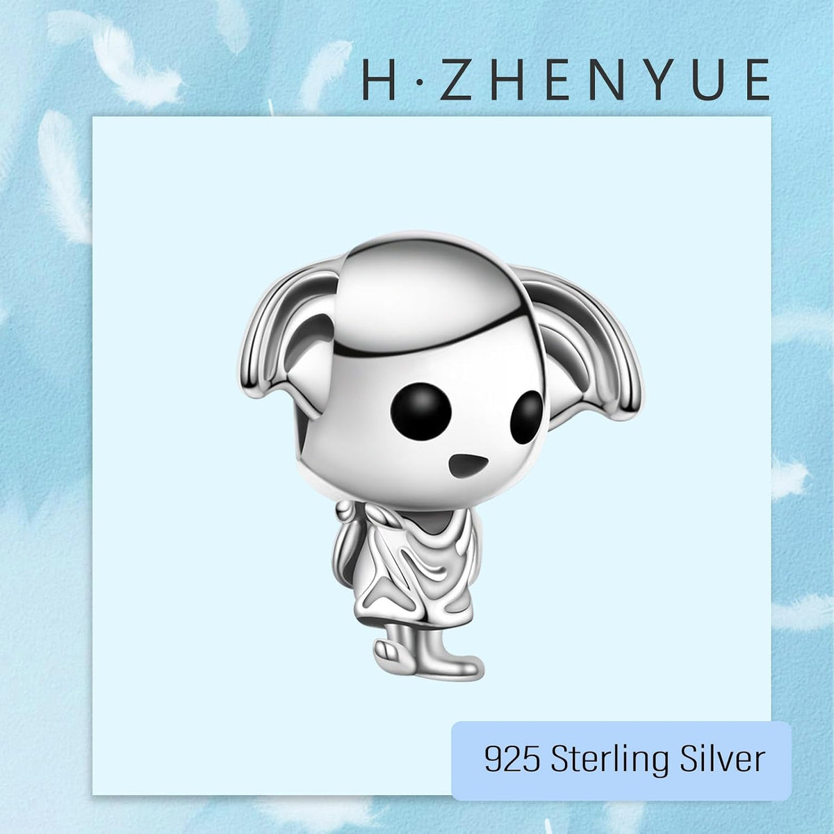 H.ZHENYUE Dijes de plata esterlina 925 con diseño de personaje de p...