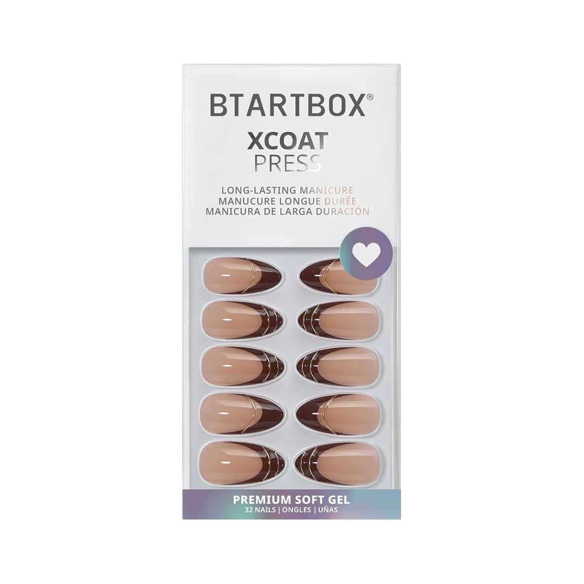 BTArtbox Uñas a presión, uñas de punta francesa de almendra media,...