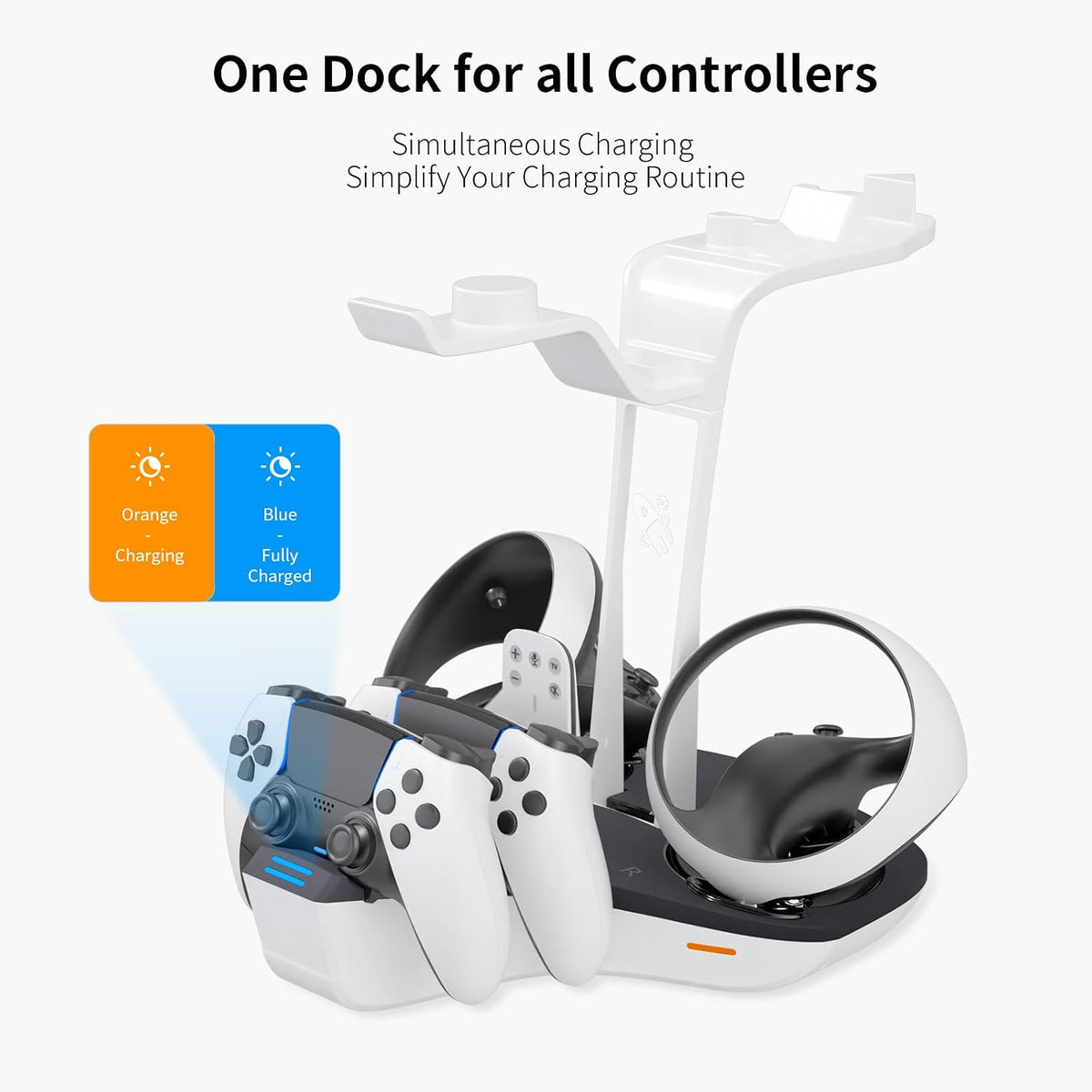 Estación de carga de controlador 4 en 1 para PSVR2 y PS5, base de c...