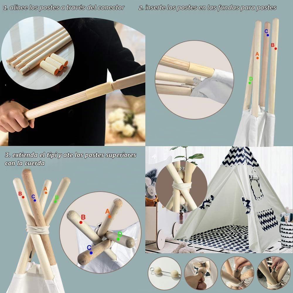 Tienda de campaña tipi para niños, tienda de campaña con alfombra,...