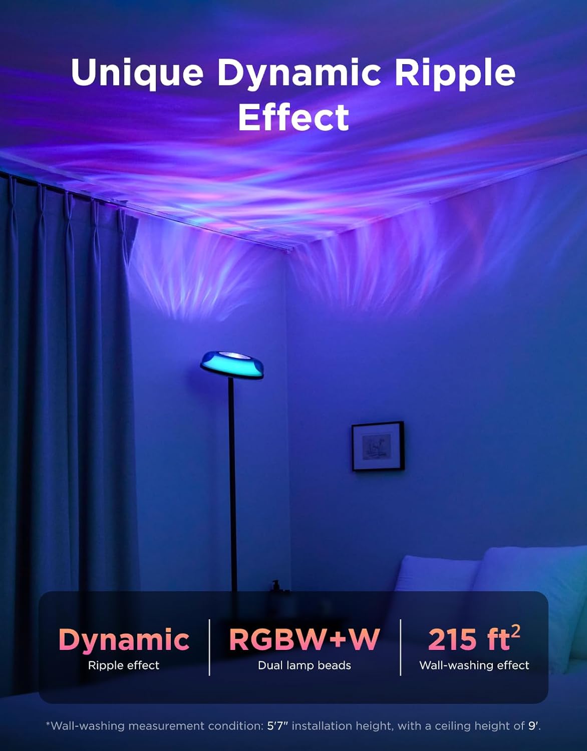 Govee Lámpara de pie Uplighter para sala de estar, proyector de ond...