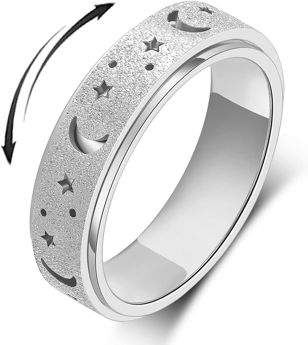Anillo de ansiedad OreilleStar para mujeres, anillo giratorio, anil...