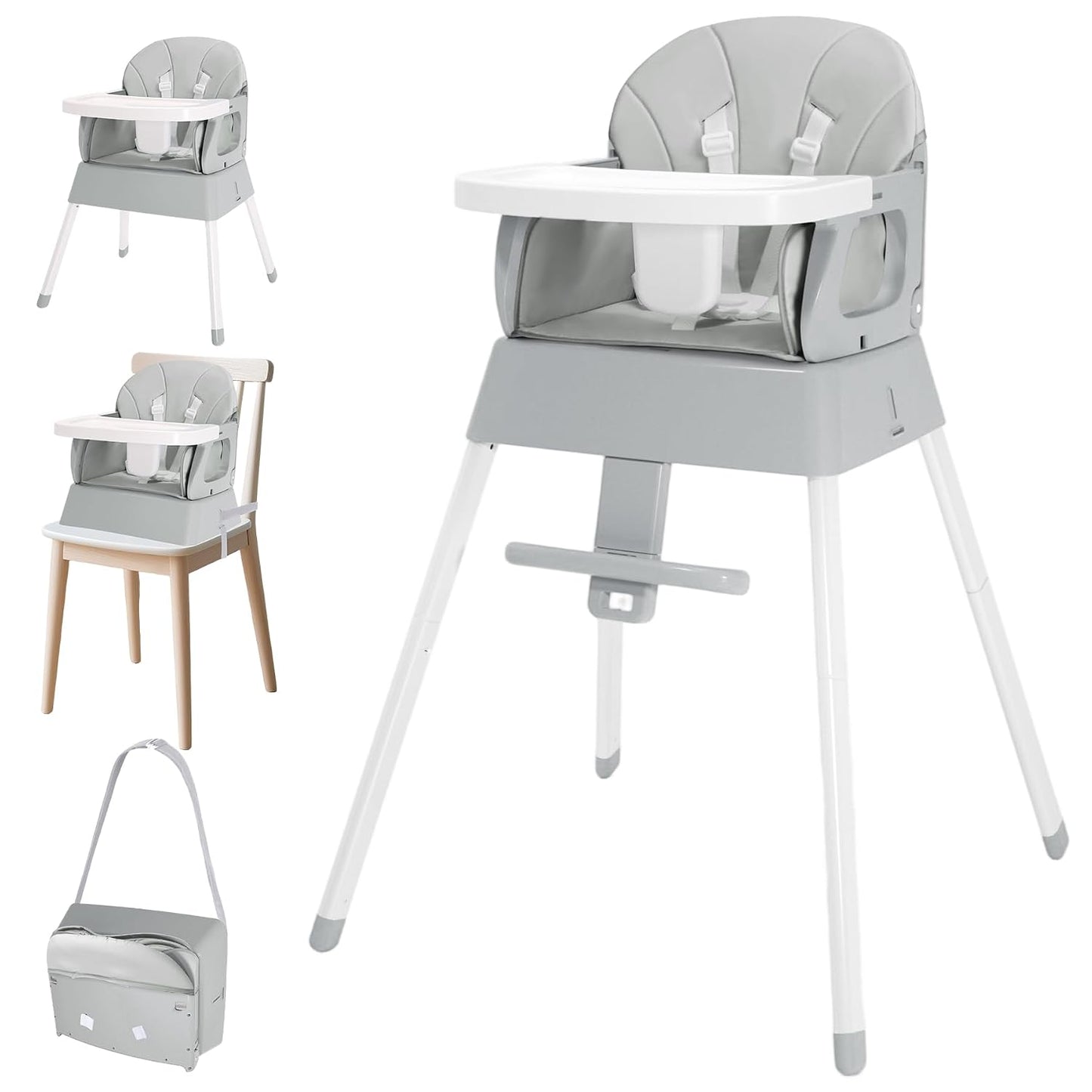 BOSEDSANG Silla alta para bebé 4 en 1, silla alta convertible para...