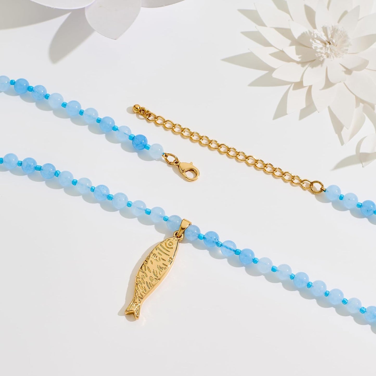 FILMOON Collar de pez para mujer, chapado en oro, colgante de pez,...