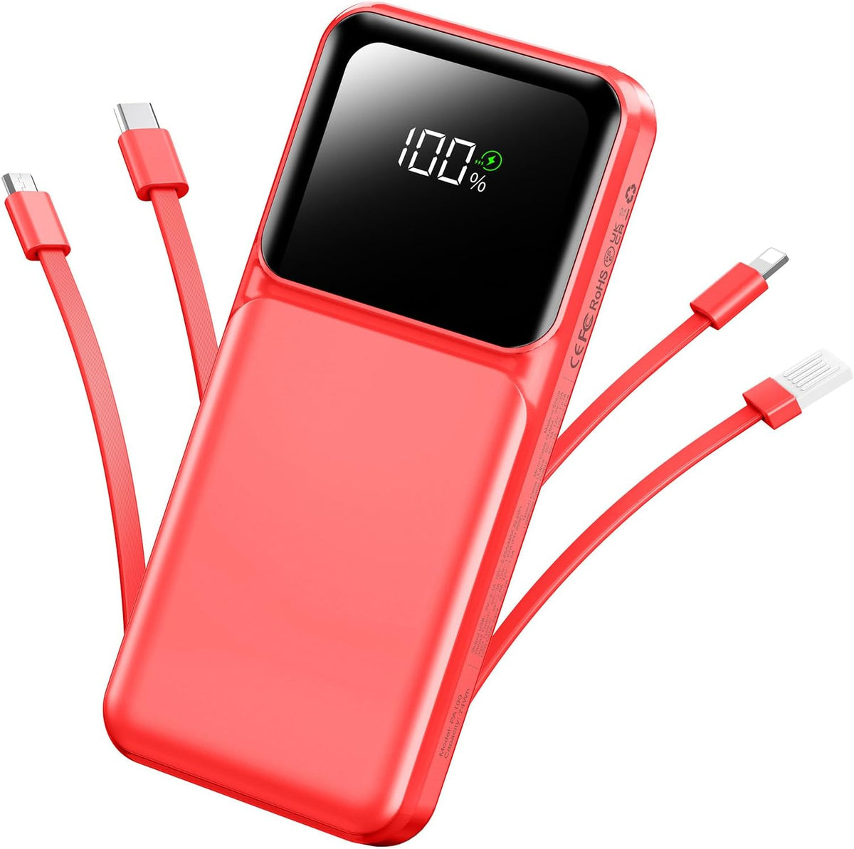 RONEGN Cargador portátil con cable incorporado 10000 mAh USB C Powe...