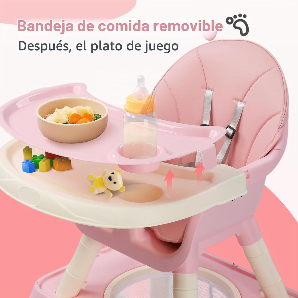 JOYMOR Silla alta 7 en 1 para bebés y niños pequeños, mesa y silla...