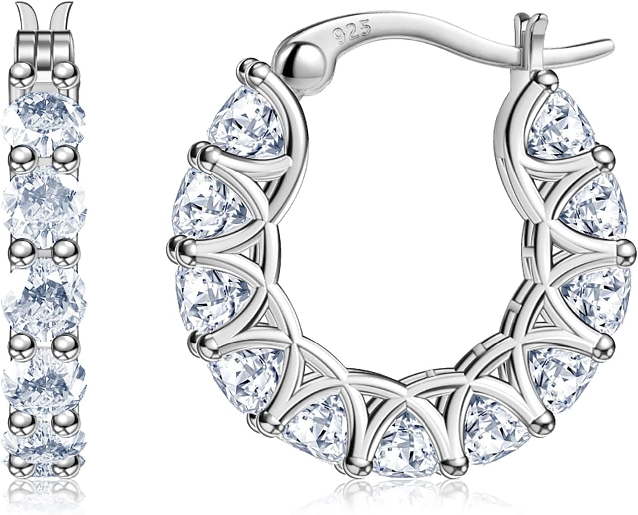 Aretes de aro de plata esterlina con circonita cúbica y aretes de o...