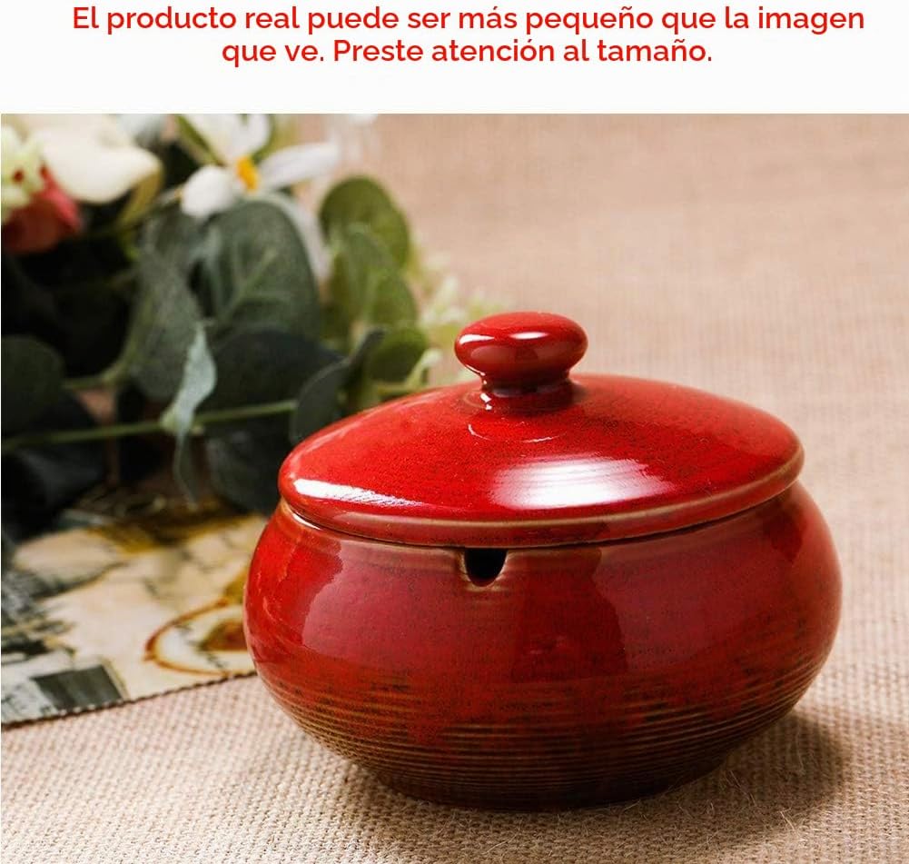 Lependor Cenicero de cerámica con tapas, a prueba de viento, para u...