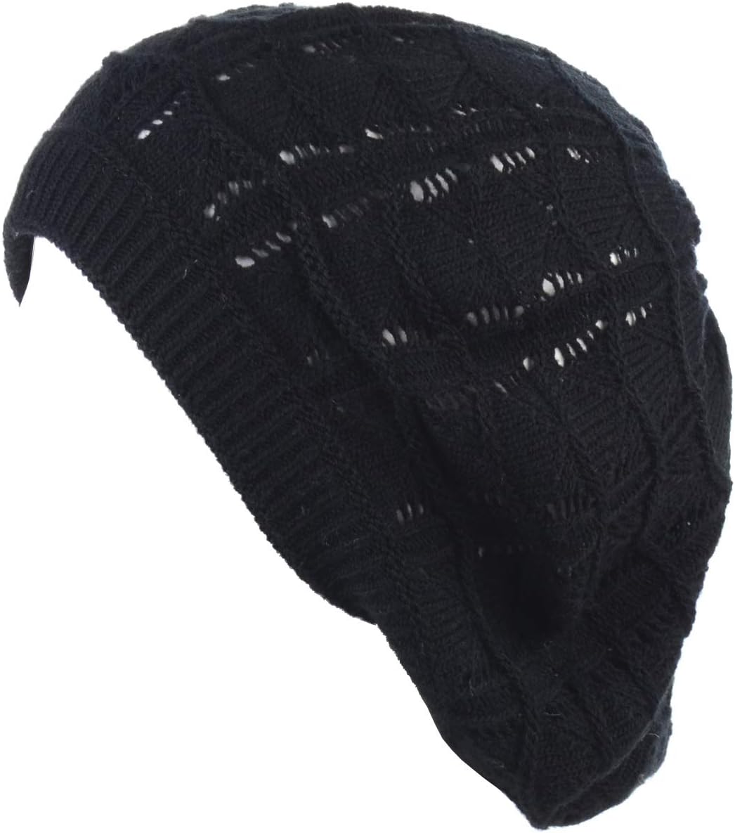 BYOS - Gorro de punto suave y ligero con corte aireado de ganchillo