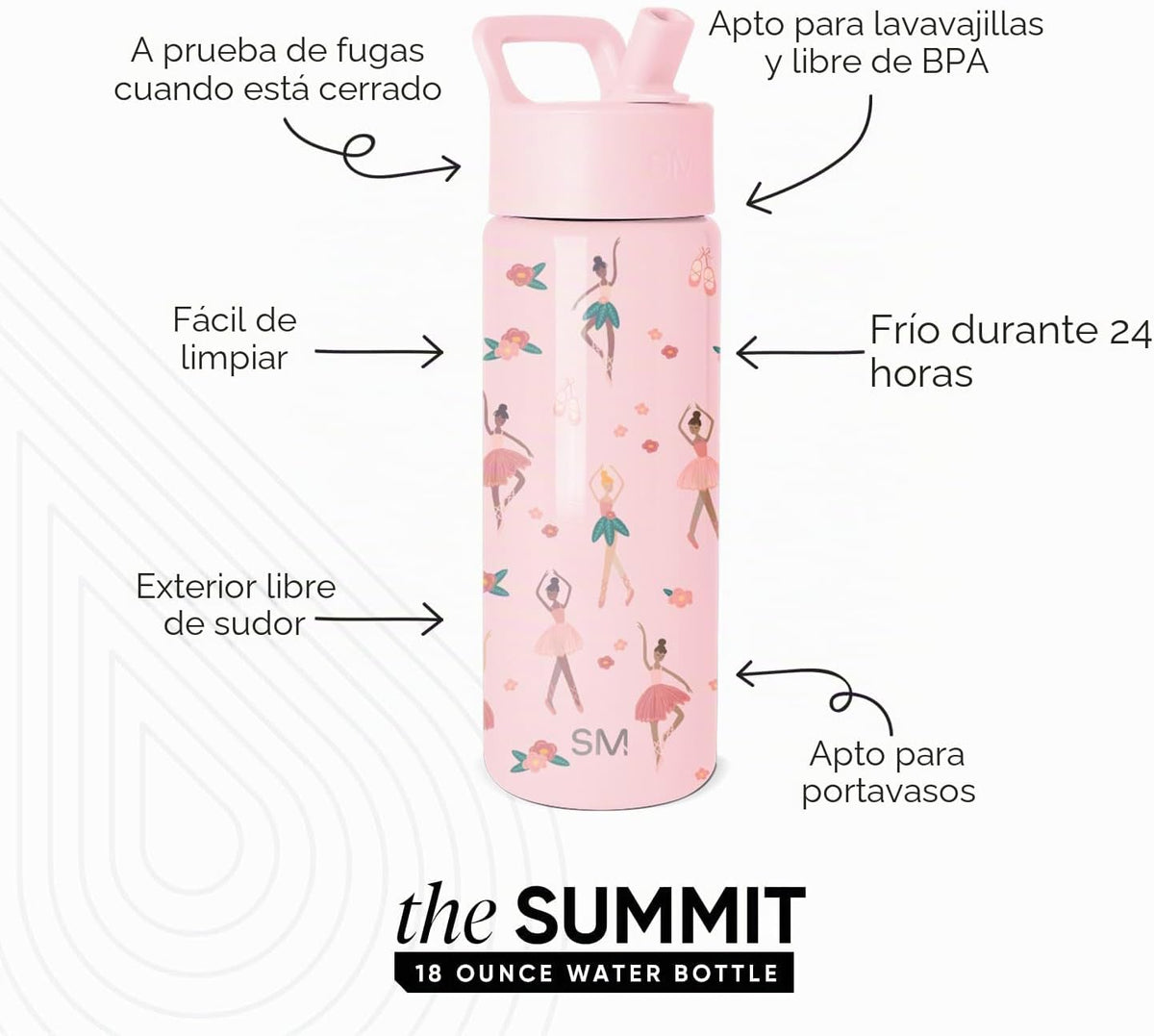 Simple Modern - Botella de agua para niños de la colección Summit c...