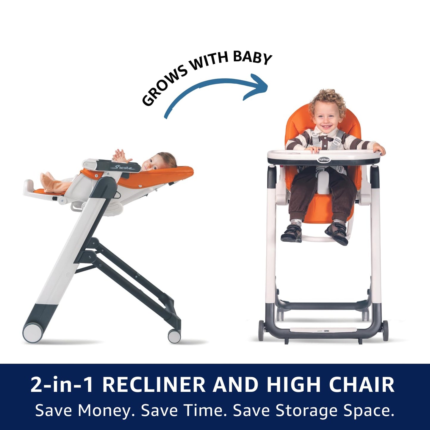 Peg Perego Siesta, Silla Alta Plegable y Reclinable Crece con el Be...