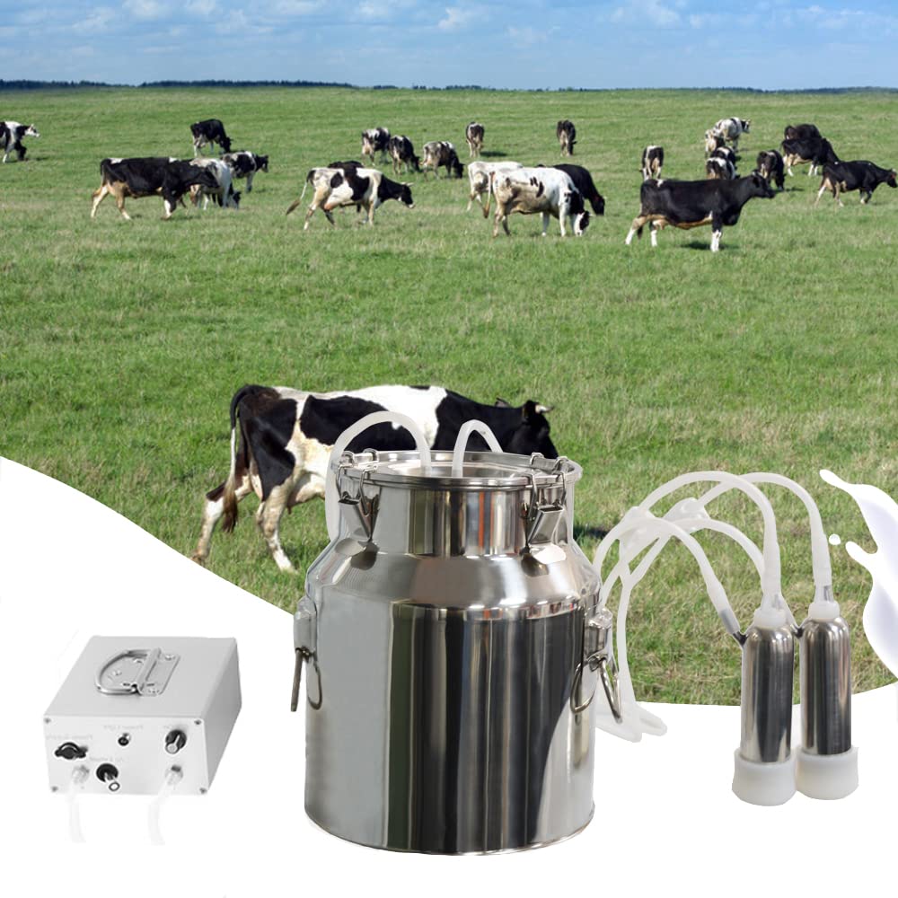 Máquina de ordeño eléctrica de vaca de 14L, bomba de vacío de pulsa...