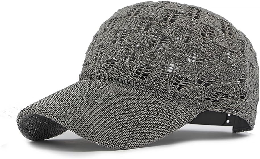 FASHIXD Gorra de béisbol de malla tejida para mujer, gorra de camio...