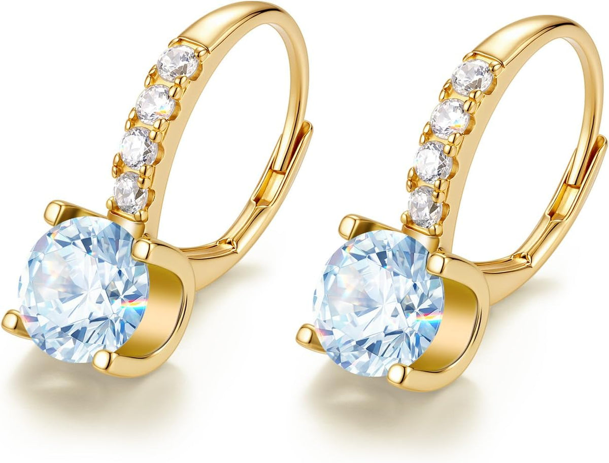 FANCIME Pendientes colgantes de plata de ley chapada en oro de 14 q...