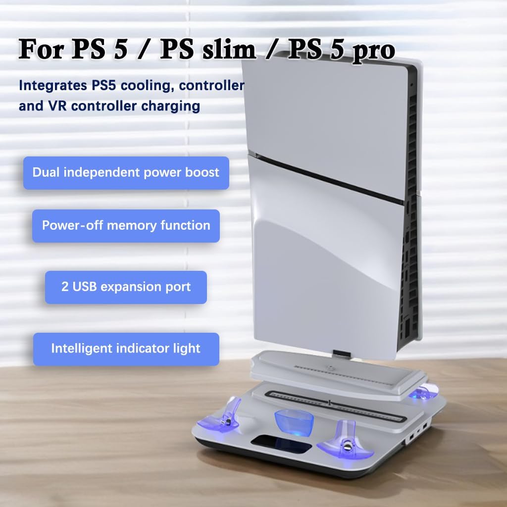 Soporte de refrigeración Ps5\/Slim\/Pro y estación de carga del con...