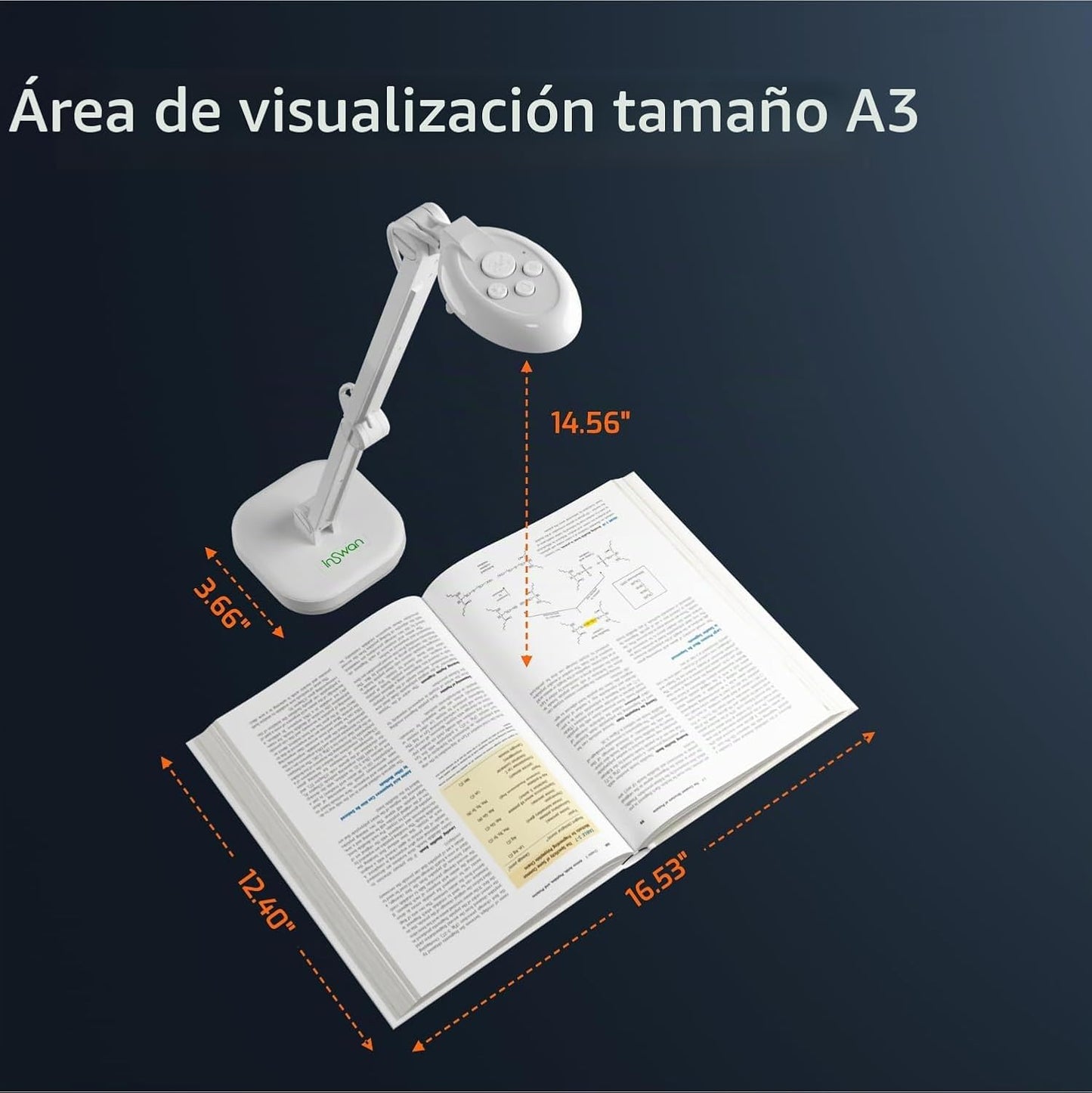 INSWAN INS-2 Cámara de Documentos USB 4K \u2013 13MP, Enfoque Autom...