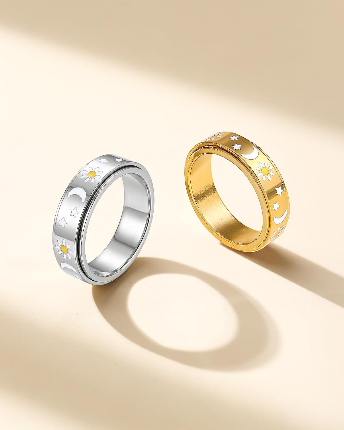 Anillo giratorio silencioso de acero inoxidable para mujer, regalo...
