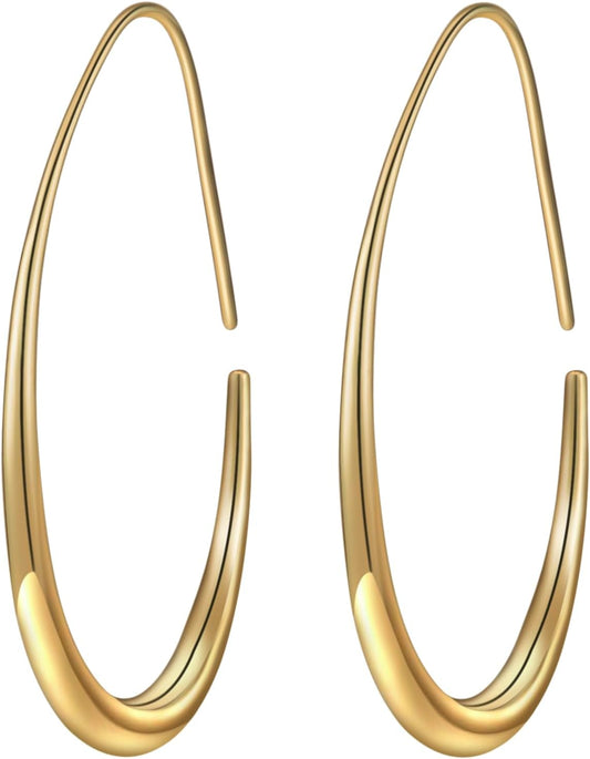 Aretes de aro ligeros con forma de lágrima para mujer, chapados en...