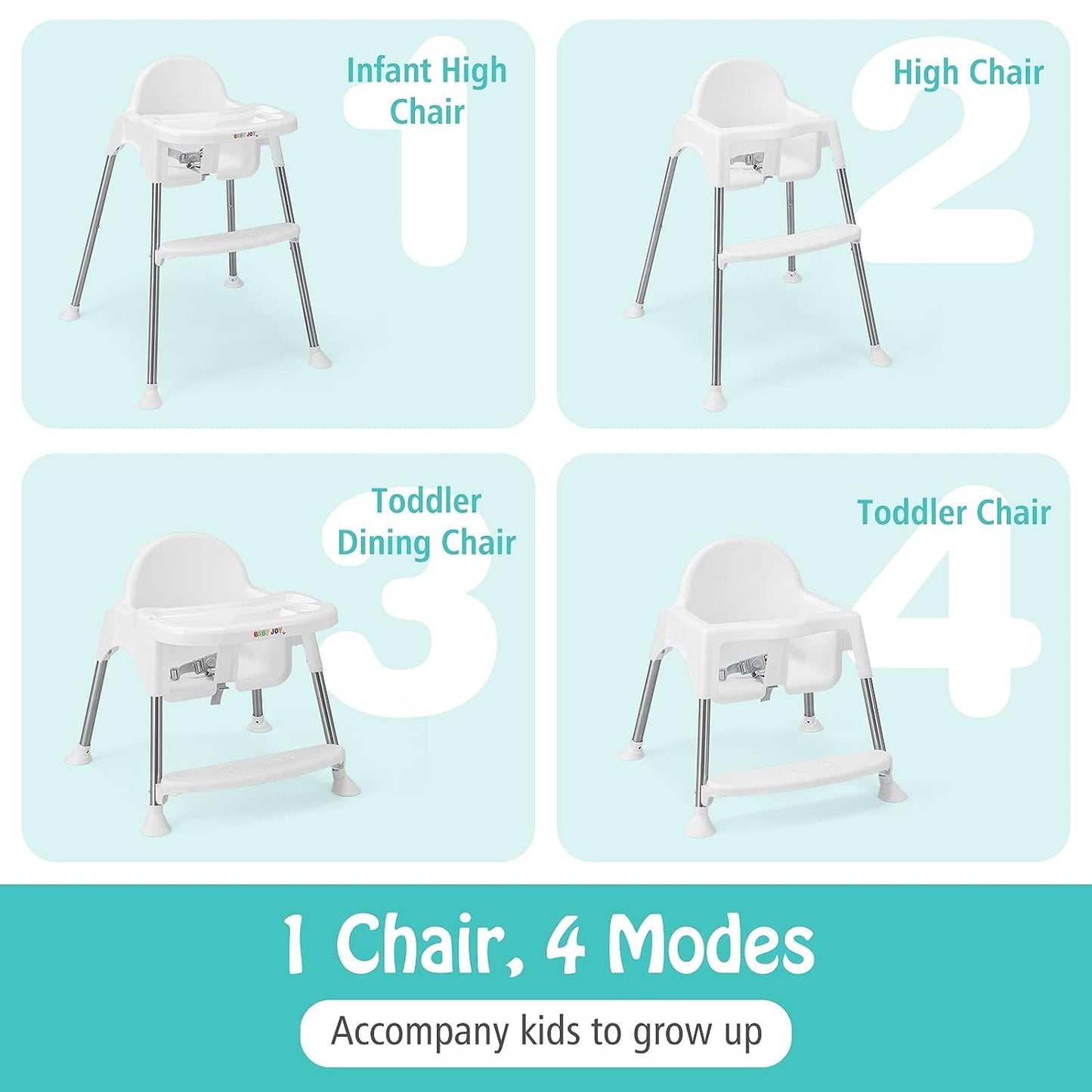 HONEY JOY Silla alta para bebé, silla alta convertible 4 en 1 para...