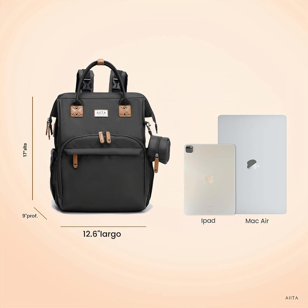 AIITA - Mochila de pañales, bolsa de pañales multifunción con cambi...
