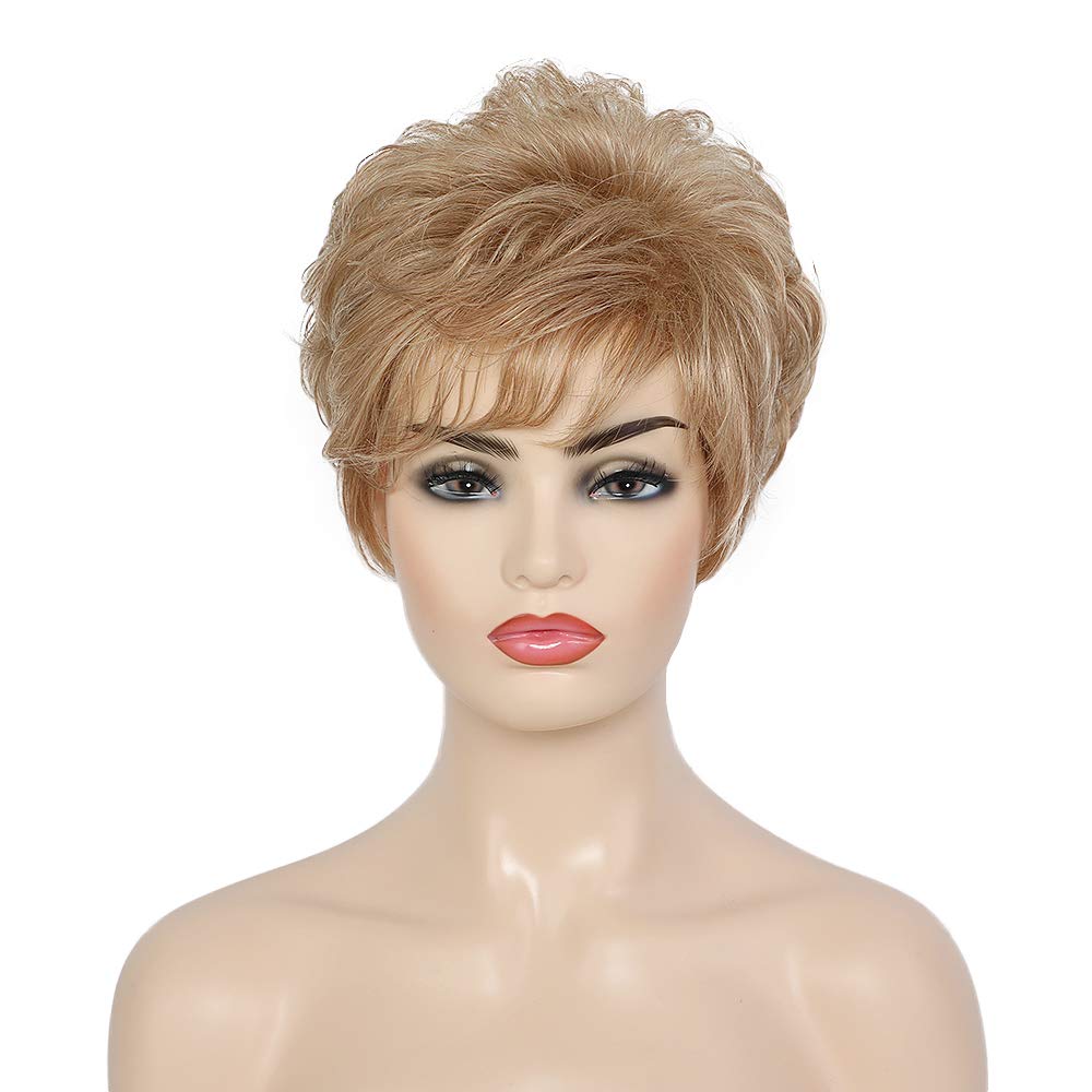 EMMOR Pelucas de Cabello Humano Rubio Corto para Mujeres Mezcladas...