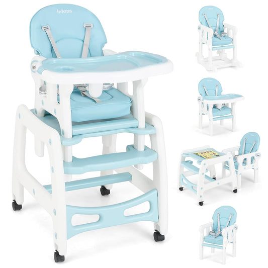 INFANS Silla alta 5 en 1 para bebé, juego de sillas convertibles pa...